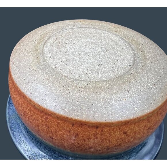 Handcrafted Lidded Stoneware Blue Orange Pottery Casserole Dish By Crystal - Picture 11 of 11